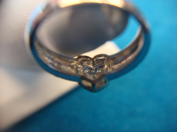 Vintage Sterling Silver Ring with Gold Vermeil Heart & Diamond Accent (Size 8)