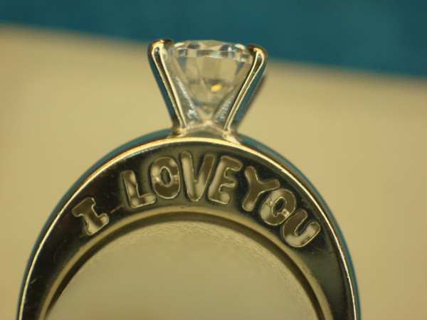 Sterling Silver 'I Love You' Ring with Simulated Diamond - Size 7