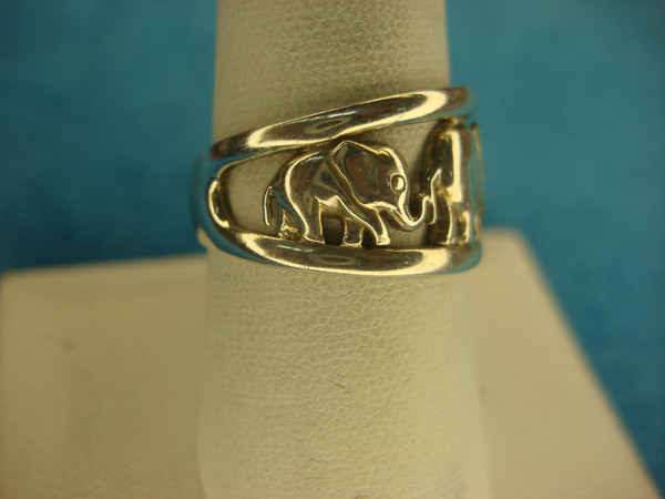 Sterling Silver Elephant Family Ring - Size 8 1/2