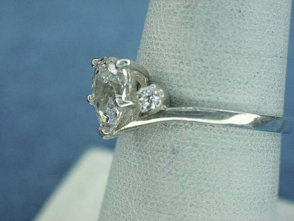 Sterling Silver Ring with Sparkling Simulated Diamond & Accent Stones - Size 7