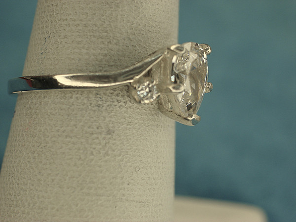 Sterling Silver Ring with Sparkling Simulated Diamond & Accent Stones - Size 7