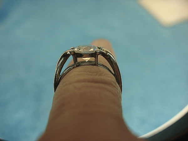 Sterling Silver Ring with Large Round Cubic Zirconia (CZ) - Size 7