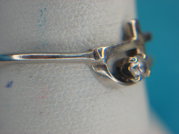 Petite Sterling Silver Cross Ring with Sim Diamond, Size 8 (Pre-owned)