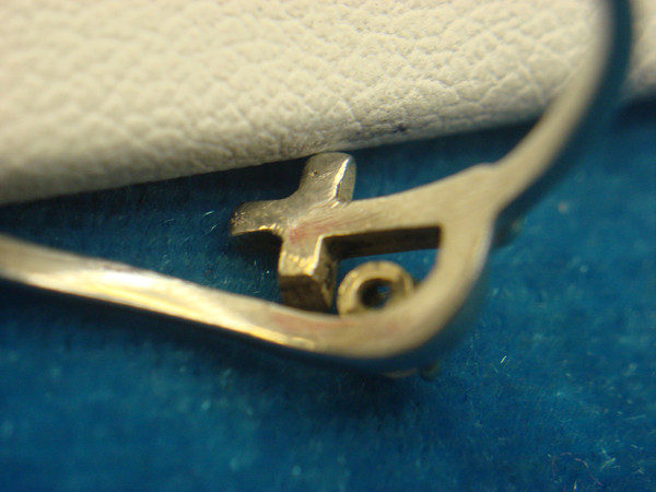 Petite Sterling Silver Cross Ring with Sim Diamond, Size 8 (Pre-owned)