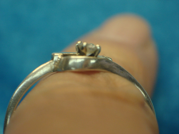 Petite Sterling Silver Cross Ring with Sim Diamond, Size 8 (Pre-owned)