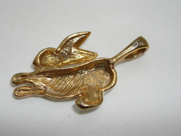 Vintage 1998 White Enamel Rabbit Charm Pendant - Rhinestone Eyes, Mint Condition