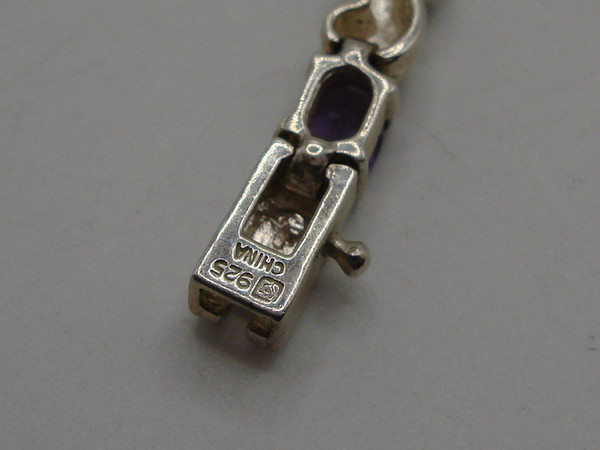 Vintage Art Deco Amethyst Sterling Silver Bracelet (7 1/4