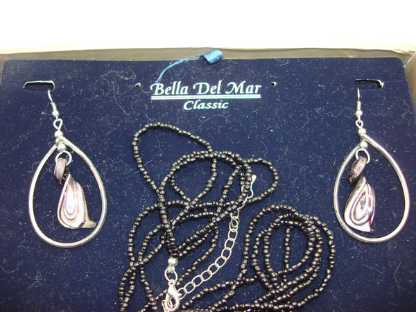 Vintage-Inspired Della del Mar Parure Set - Silver, Black Glass & Venetian Foil
