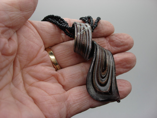 Vintage-Inspired Della del Mar Parure Set - Silver, Black Glass & Venetian Foil