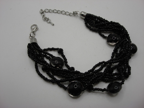 Vintage-Inspired Della del Mar Parure Set - Silver, Black Glass & Venetian Foil