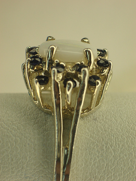 Genuine Opal & Sapphire Sterling Silver Ring (Size 7) - Pre-Owned