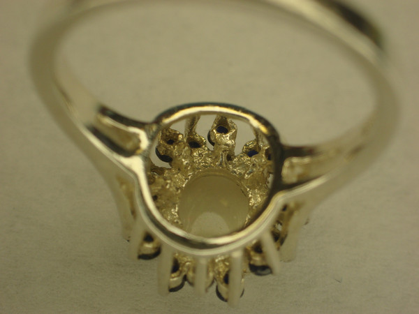 Genuine Opal & Sapphire Sterling Silver Ring (Size 7) - Pre-Owned