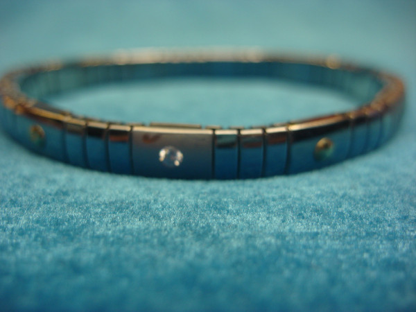 Milor Stainless Steel & 14K Yellow Gold Stretch Bracelet with CZ Stones - Italian Design