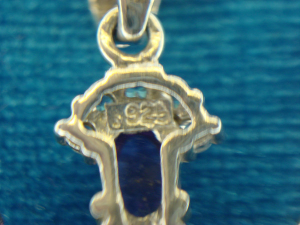 Sterling Silver Cross Necklace with Cubic Zirconia & Amethyst - 24