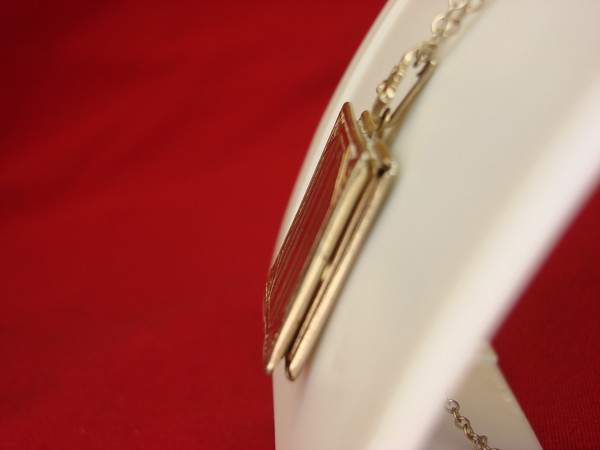 Vintage Gold Tone Book Locket Necklace - Holds 2 Photos