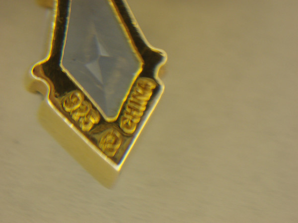 Gold Vermeil Cross Necklace with Blue Stones | Sterling Silver Chain | 18 Inch