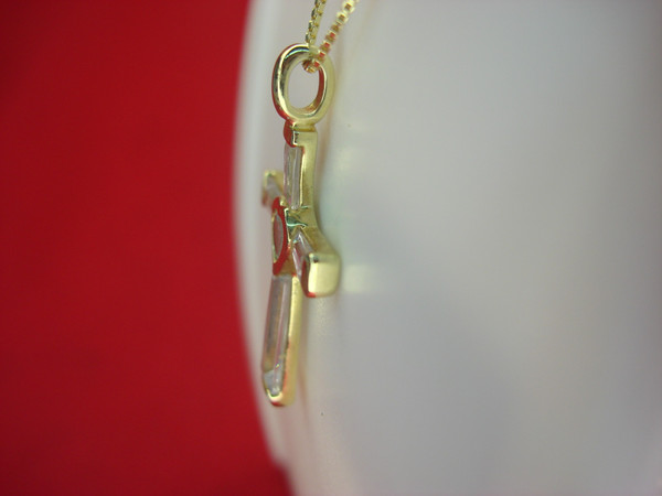 Gold Vermeil Cross Necklace with Sterling Silver Chain (18