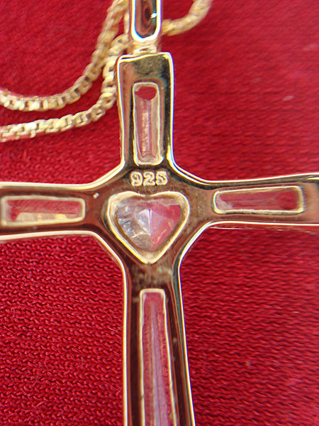 Gold Vermeil Cross Necklace with Sterling Silver Chain (18