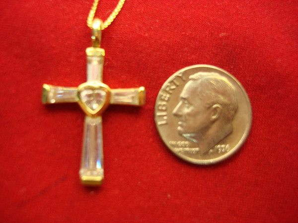 Gold Vermeil Cross Necklace with Sterling Silver Chain (18