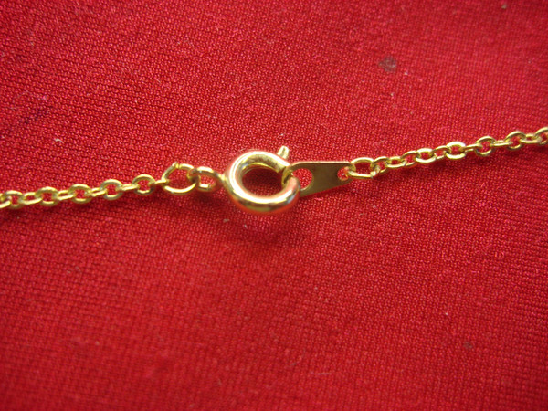 Gold Tone Necklace with Faux Onyx & Diamond Pendant - 18 Inch Chain