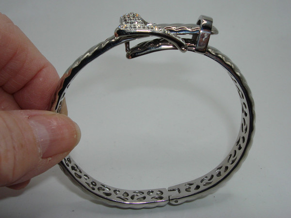 Elegant Stainless Steel & CZ Hinged Bangle Bracelet & Ring Set (Size 6)