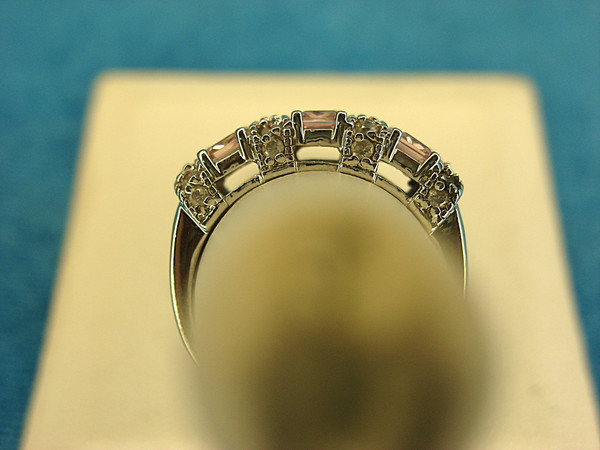 Sterling Silver Ring with Pink & Clear Stones - Size 8, Pre-Owned