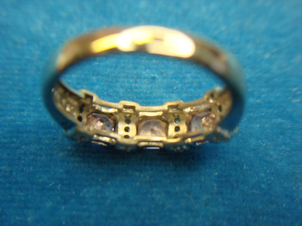 Sterling Silver Ring with Pink & Clear Stones - Size 8, Pre-Owned