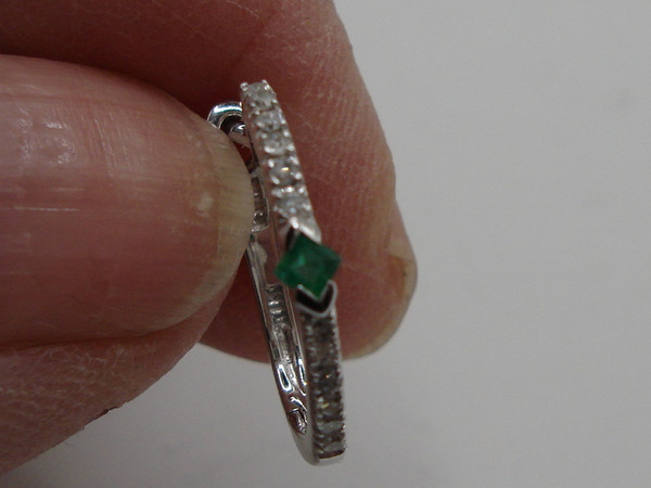 10K White Gold Emerald & Diamond Hoop Earrings | Luxury Gift