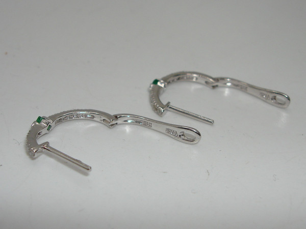 10K White Gold Emerald & Diamond Hoop Earrings | Luxury Gift