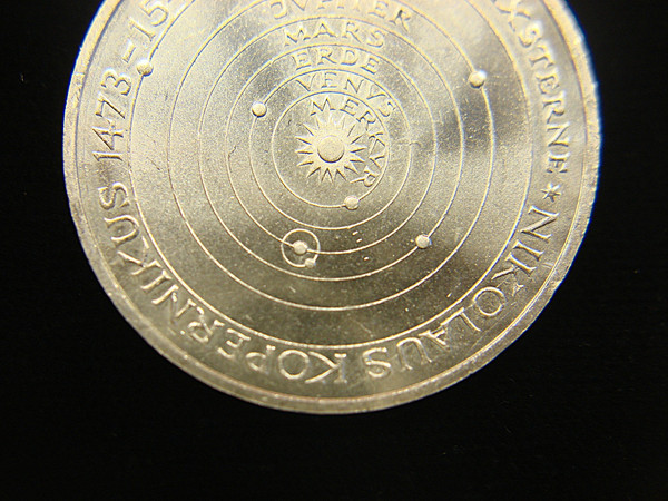 1973 German 5 Mark Silver Coin - Copernicus Anniversary - Hamburg Mint