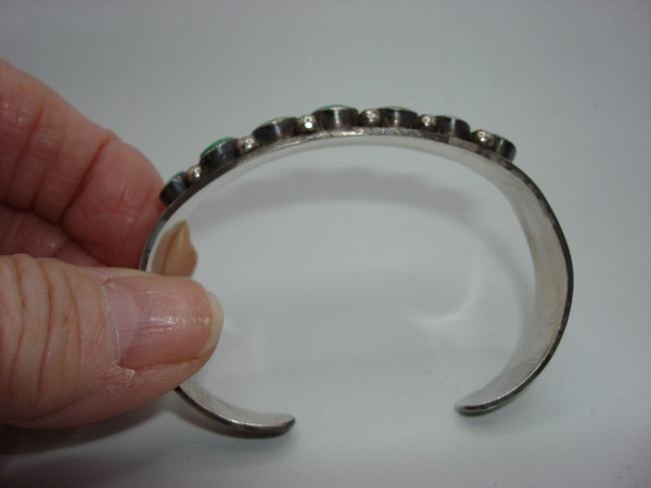 Vintage 1940s Navajo Sterling Silver & Turquoise Cuff Bracelet & Earrings Set