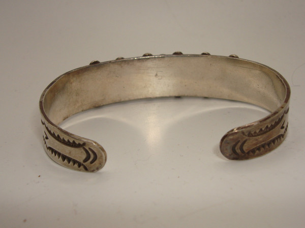 Vintage 1940s Navajo Sterling Silver & Turquoise Cuff Bracelet & Earrings Set