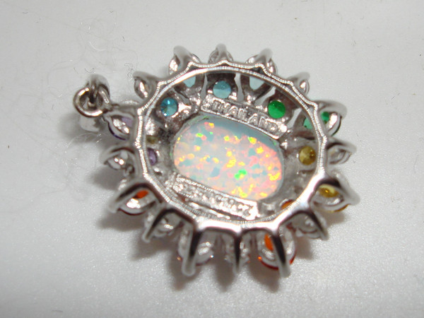 Stunning JCM Sterling Silver & Opal Pendant with CZ Accents | 925 Silver, Near Mint