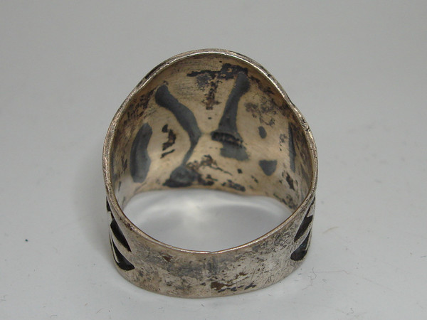 Vintage 1960s Mexican Sterling Silver Love & Peace Ring (Size 8)