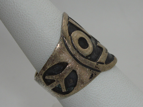 Vintage 1960s Mexican Sterling Silver Love & Peace Ring (Size 8)