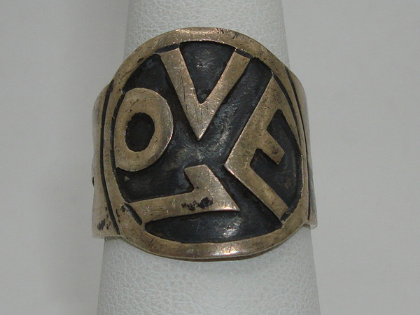 Vintage 1960s Mexican Sterling Silver Love & Peace Ring (Size 8)