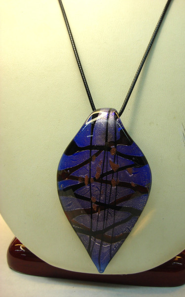Hand Blown Murano Glass Leaf Pendant Necklace - Statement Jewelry Gift