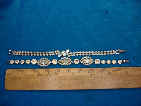 Vintage Silver-Tone Bracelets with Diamond Simulants - Estate Find (7 inches)