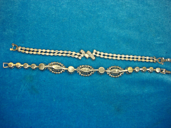 Vintage Silver-Tone Bracelets with Diamond Simulants - Estate Find (7 inches)