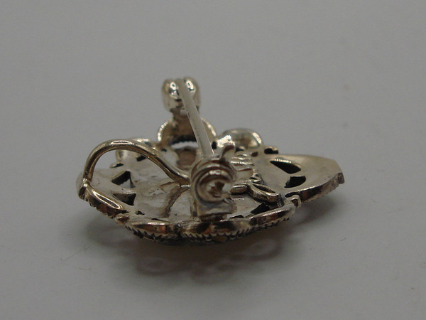 Vintage JoiElle Sterling Silver Marcasite & MOP Heart Pin/Pendant - 925, Excellent Condition