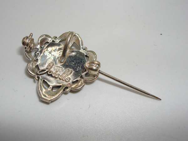 Vintage JoiElle Sterling Silver Marcasite & MOP Heart Pin/Pendant - 925, Excellent Condition