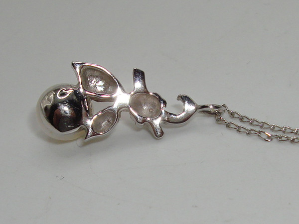 Vintage Sterling Silver Cultured Pearl & Diamond Pendant Necklace | AJC 925