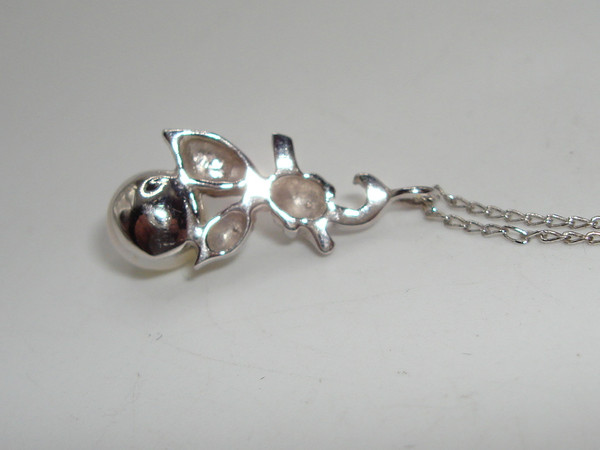 Vintage Sterling Silver Cultured Pearl & Diamond Pendant Necklace | AJC 925