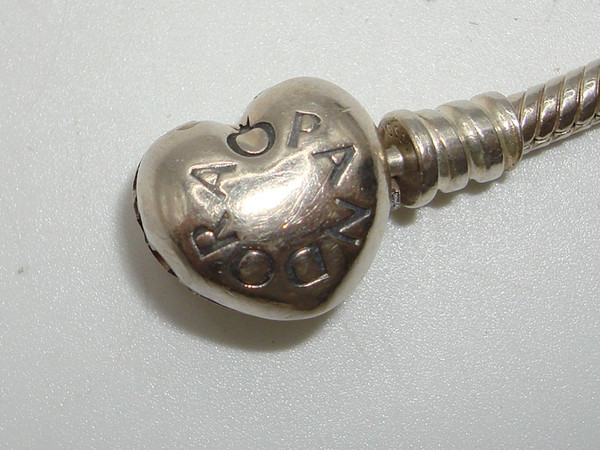 Vintage Pandora Sterling Silver Charm Bracelet w/Owl & Graduation Heart Charms (7