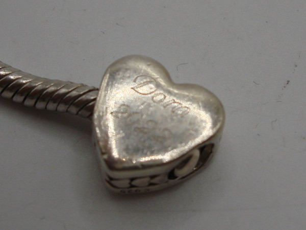 Vintage Pandora Sterling Silver Charm Bracelet w/Owl & Graduation Heart Charms (7