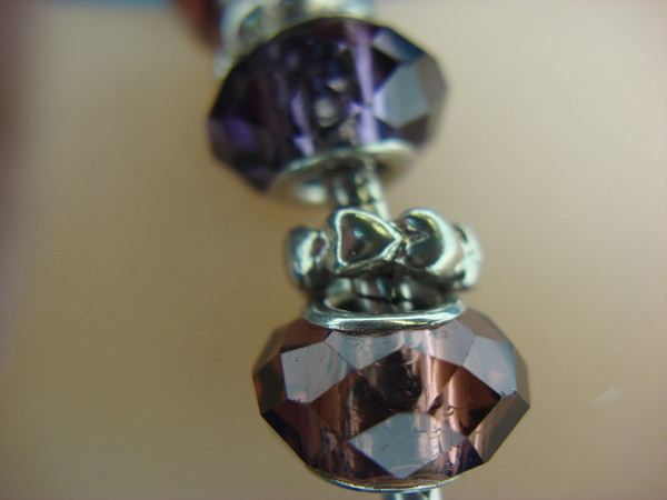 Vintage Silver Tone Snake Chain Bracelet with Purple Stones, Size 7 3/4