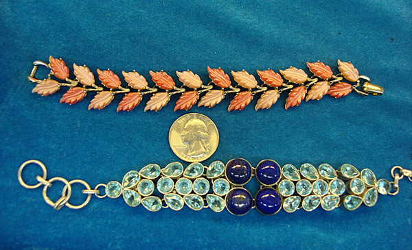 Vintage 7 Inch Bracelets Set: Gold Vermeil & Silver Tone w/ Stones