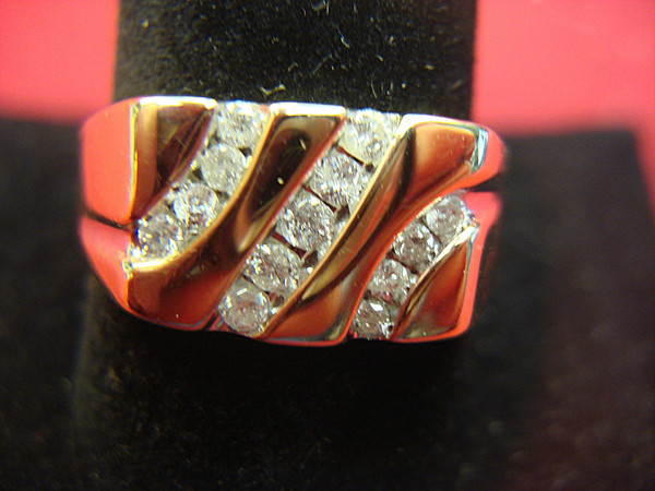 10K Yellow Gold Men's Diamond Ring - 1/2ctw Sparkle, Size 10 3/4