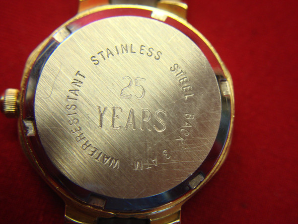 Vintage Baylor Ladies Quartz Watch - Octagonal Gold-Tone Case - 25 Year Service Award