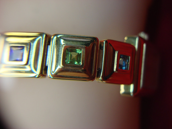 Gemstone Ladies Quartz Watch - Citrine & Aqua Bracelet, Estate Find